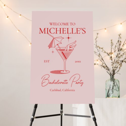 Retro Cocktail Bachelorette Party Welcome Foam Board