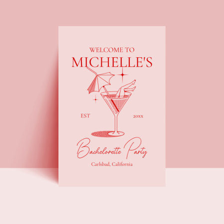 Retro Cocktail Bachelorette Party Welcome Poster
