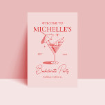 Retro Cocktail Bachelorette Party Welcome Poster at Zazzle
