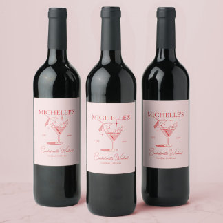 Retro Cocktail Bachelorette Party Wine Label
