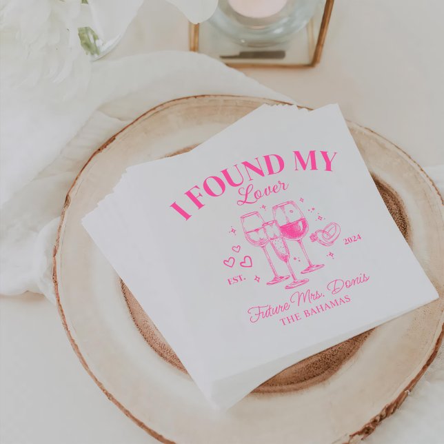 Retro Cocktail Bachelorette Pink Paper Napkins (Creator Uploaded)