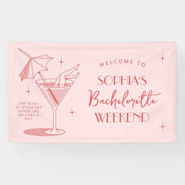 Retro Cocktail Bachelorette Weekend Banner (Horizontal)