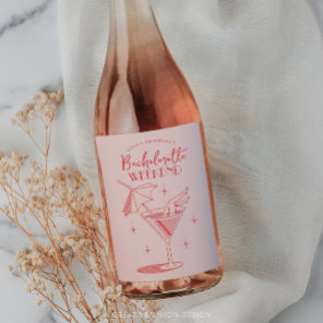Retro Cocktail Bachelorette Weekend Itinerary Wine Label
