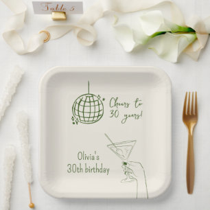 Retro Cocktail Birthday Party fancy Paper Plates