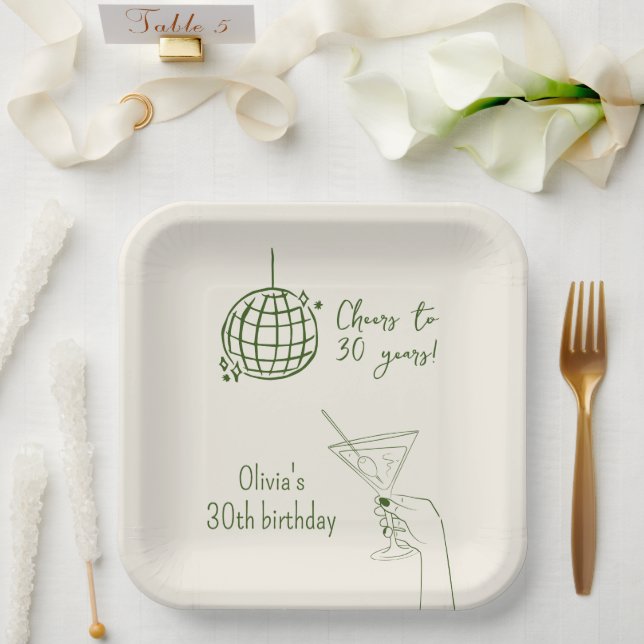 Retro Cocktail Birthday Party fancy Paper Plates (Wedding)