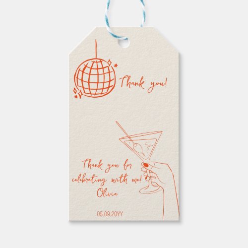 Retro Cocktail Birthday Party fancy thank you Gift Tags