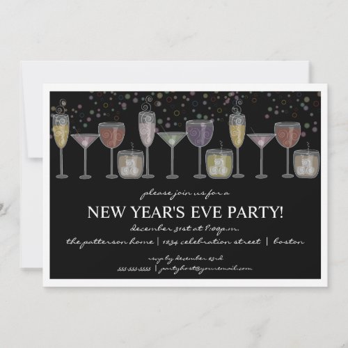 Retro Cocktail Celebration New Years Eve Party Invitation