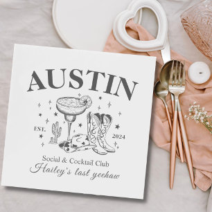 Retro Cocktail Cowboy Bachelorette Party Napkins