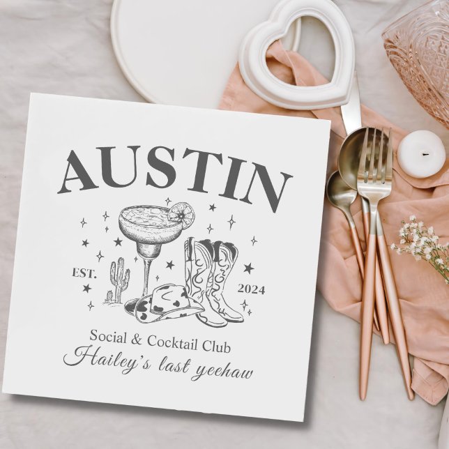 Retro Cocktail Cowboy Bachelorette Party  Napkins (Creator Uploaded)
