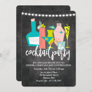Retro Cocktail Drinks Cocktail Party Invitation