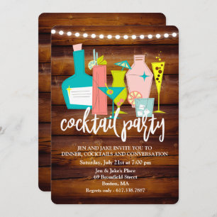 Retro Cocktail Drinks Cocktail Party Invitation