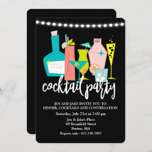 Retro Cocktail Drinks Cocktail Party Invitation