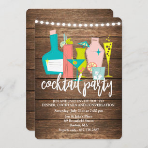Retro Cocktail Drinks Cocktail Party Invitation