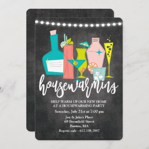 Retro Cocktail Drinks Housewarming Invitation