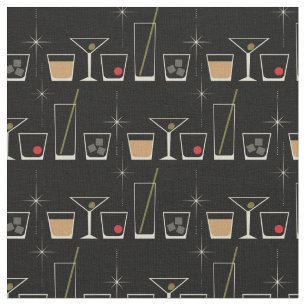 Retro Cocktail Glass Cute Vintage Mod 1950's Fabric