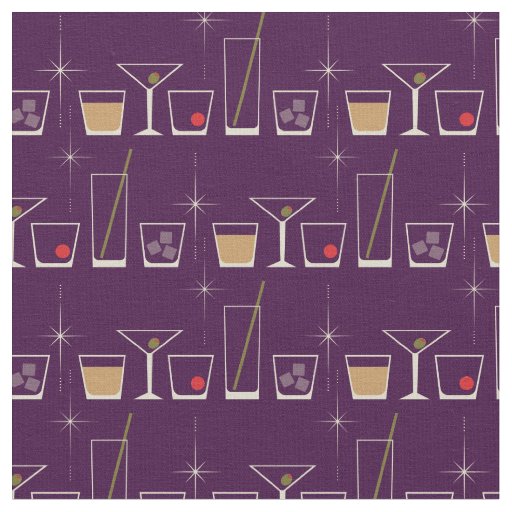 Retro Cocktail Glass Cute Vintage Mod 1950's Fabric