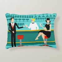 Retro Cocktail Lounge Accent Pillow