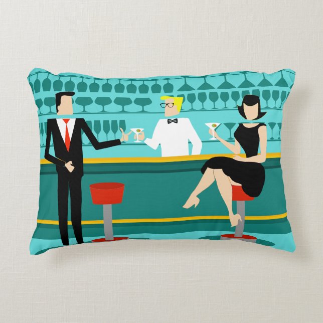 Retro Cocktail Lounge Accent Pillow (Front)