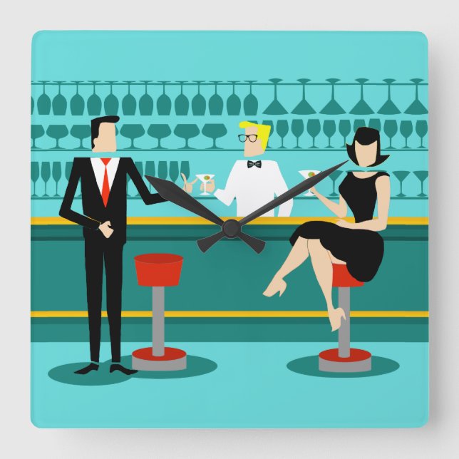 Retro Cocktail Lounge Acrylic Wall Clock (Front)