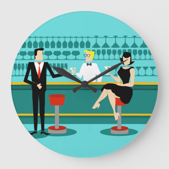 Retro Cocktail Lounge Acrylic Wall Clock (Front)