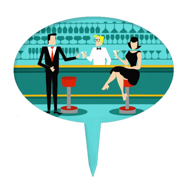 Retro Cocktail Lounge Cake Pick (Front)