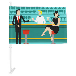 Retro Cocktail Lounge Car Flag