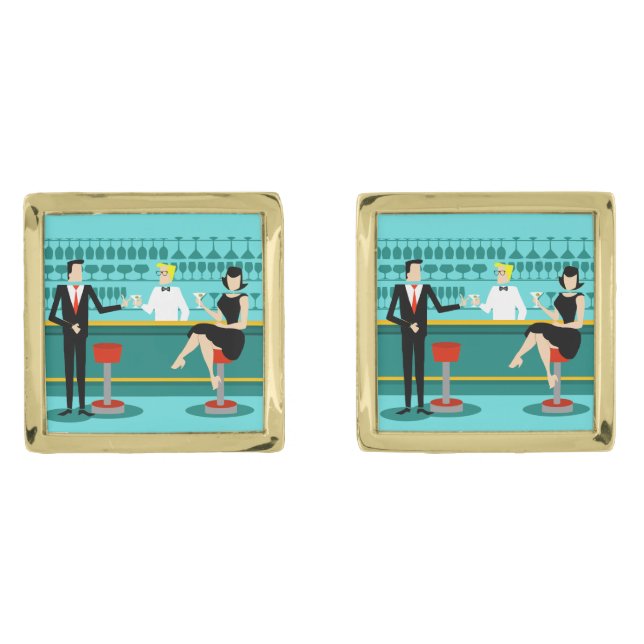 Retro Cocktail Lounge Cufflinks (Front)