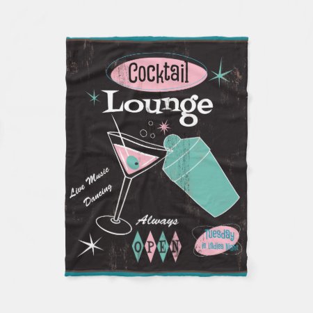 Retro Cocktail Lounge Fleece Blanket