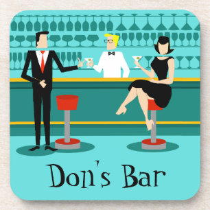Retro Cocktail Lounge Hard Plastic Coasters