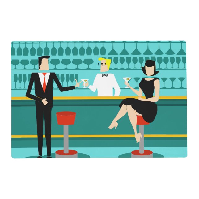 Retro Cocktail Lounge Laminated Placemat (Front)