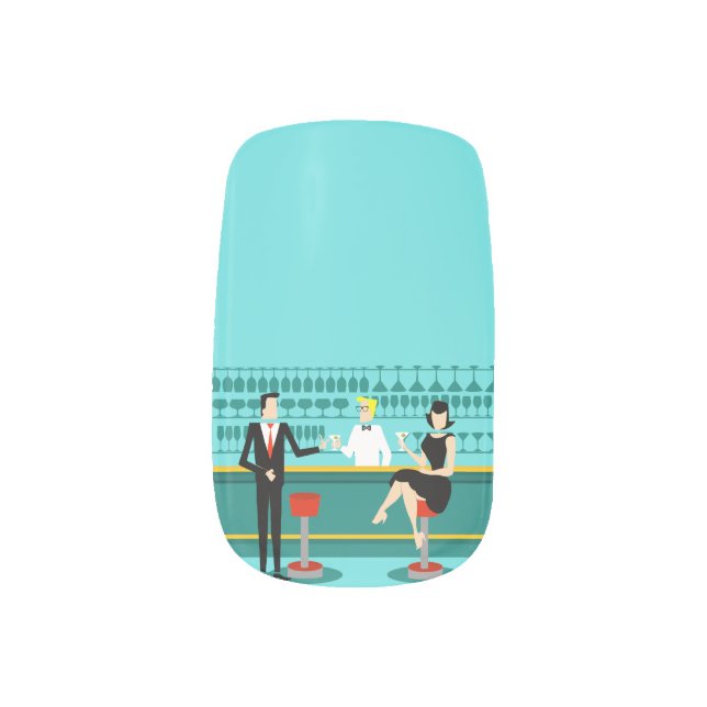 Retro Cocktail Lounge Minx Nail Art Decals (Left Thumb)