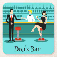 Retro Cocktail Lounge Paper Coaster