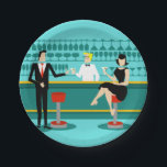 Retro Cocktail Lounge Paper Plates<br><div class="desc">Every hour is happy hour with these Retro Cocktail Lounge Paper Plates. The mid century modern design features a vibrant, 1960's style, minimalist, cartoon drawing of a classy, cocktail bar. Against the backdrop of an aqua wall, we can see rows of drink glasses. At least we can see the teal...</div>