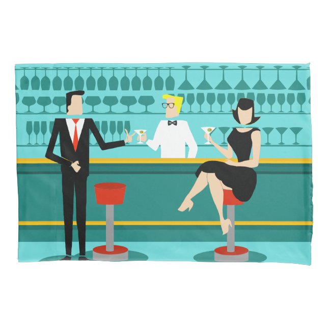 Retro Cocktail Lounge Pillowcase (Front)