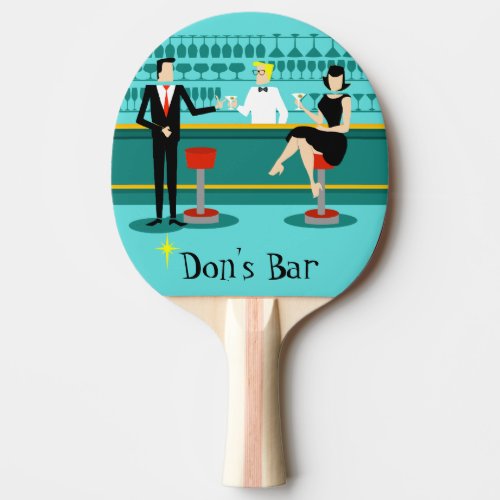 Retro Cocktail Lounge Ping Pong Paddle