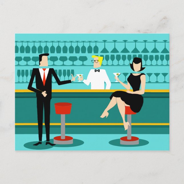 Retro Cocktail Lounge Postcard (Front)