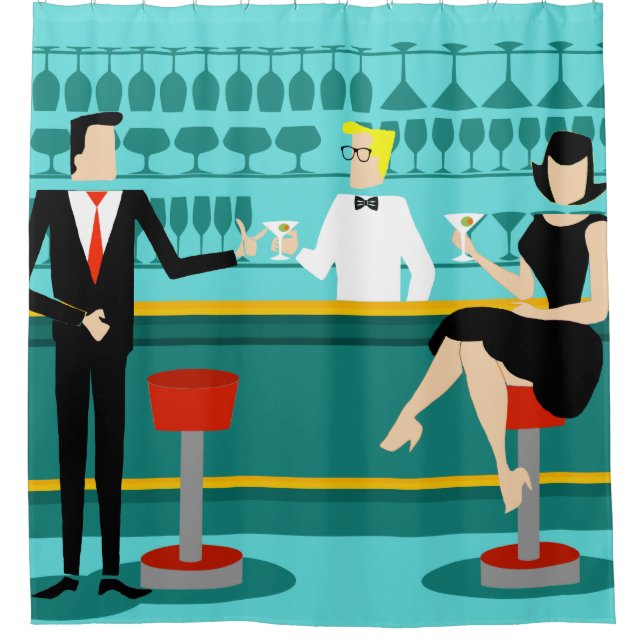 Retro Cocktail Lounge Shower Curtain (Front)