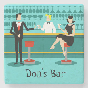 Retro Cocktail Lounge Stone Coaster