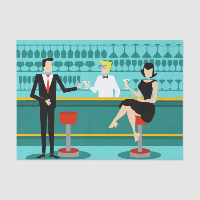 Retro Cocktail Lounge Tissue Paper (Front)