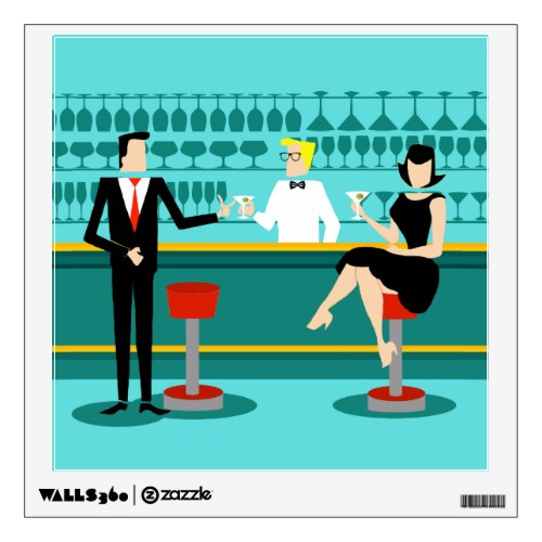 Retro Cocktail Lounge Wall Decal