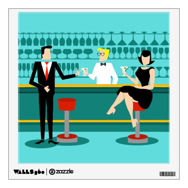 Retro Cocktail Lounge Wall Decal (Front)