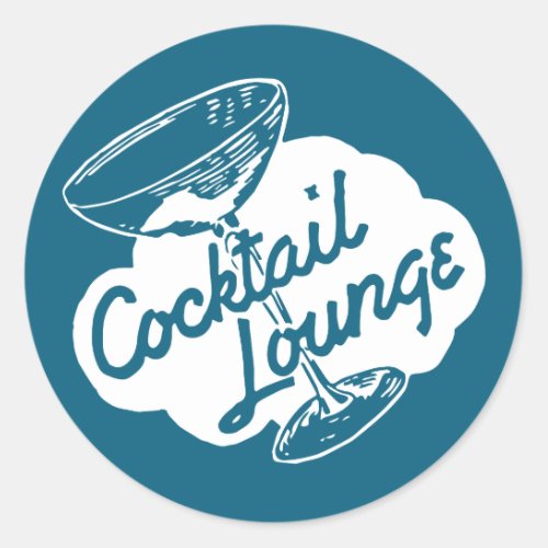 Retro Cocktail Lounge with Glass Classic Round Sticker