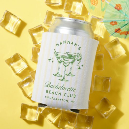 Retro Cocktail Modern Bachelorette Green Can Cooler