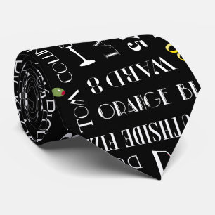 Retro Cocktail Names Pattern Tie
