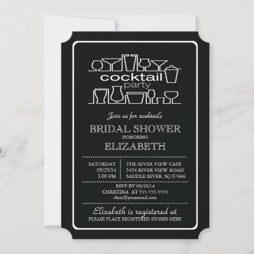 Retro Cocktail Party Bridal shower Invites