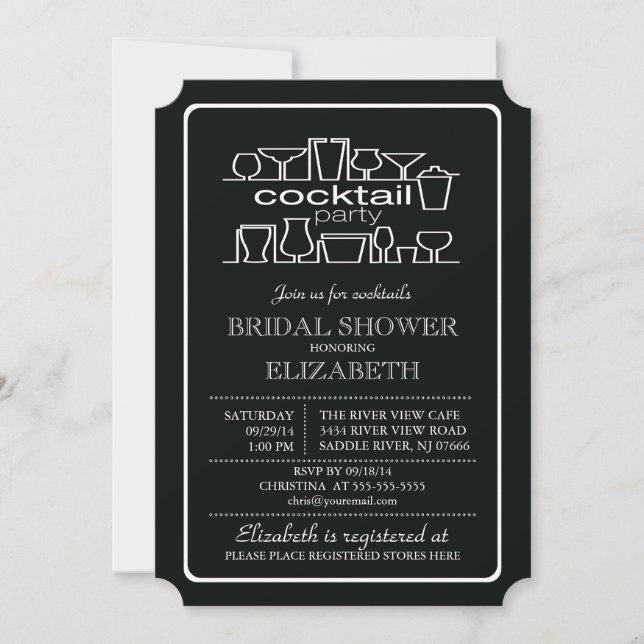 Retro Cocktail Party Bridal shower Invitation (Front)