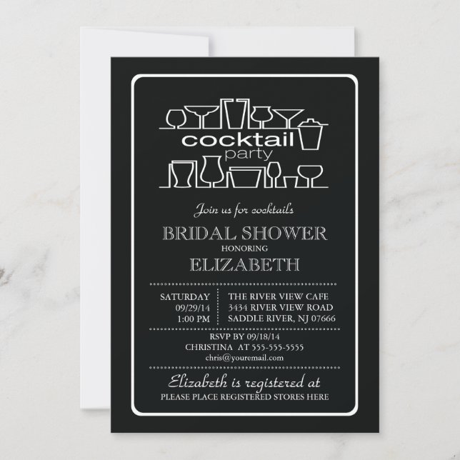 Retro Cocktail Party Bridal shower Invitation (Front)