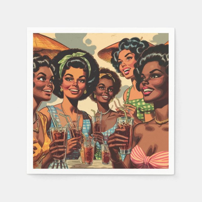 Retro Cocktail Party Girls Napkins (Front)