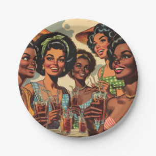 Retro Cocktail Party Girls Paper Plates