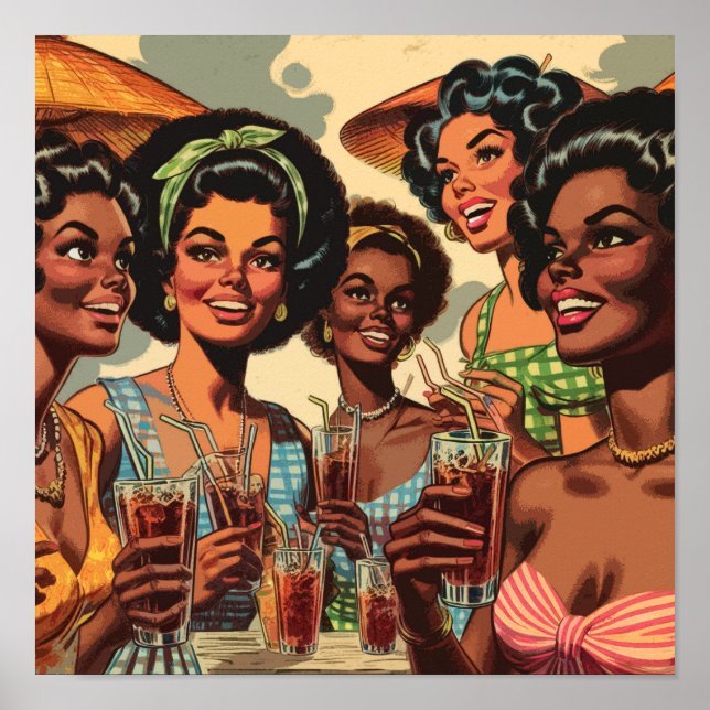 Retro Cocktail Party Girls Poster (Front)